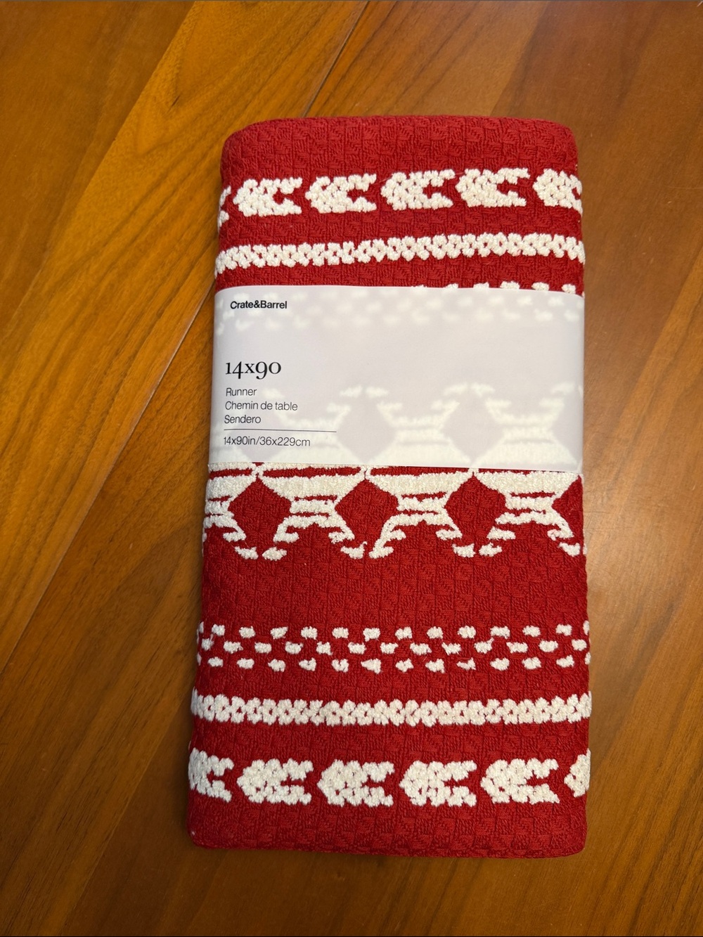 Crate&Barrel Red and White Knit Table Runner